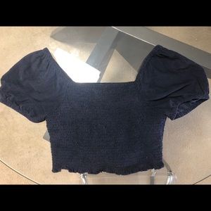 American Eagle dark blue crop top w/ puffy selves